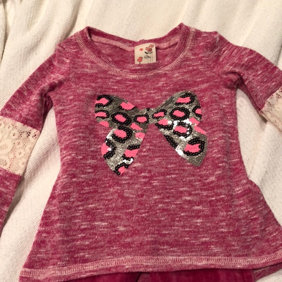 Mod tod 2t raspberry sequin top/leggings worn once - Picture 2 of 8
